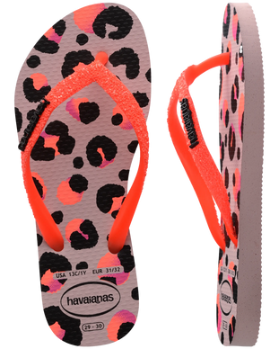 The Havaianas Girls Girls Slim Glitter Trendy Flip Flops in Peony Rose & Black