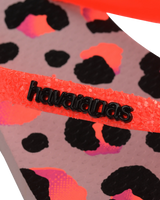 The Havaianas Girls Girls Slim Glitter Trendy Flip Flops in Peony Rose & Black