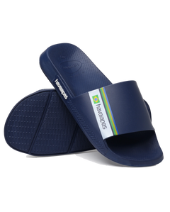 The Havaianas Mens Brazil Sliders in Navy Blue