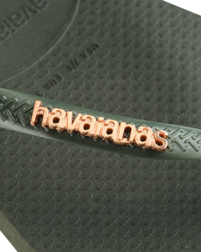 The Havaianas Womens Square Logo Metallic Flip Flops in Green Olive