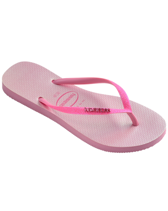 The Havaianas Womens Slim Glitter Iridescent Flip Flops in Pink Lemonade