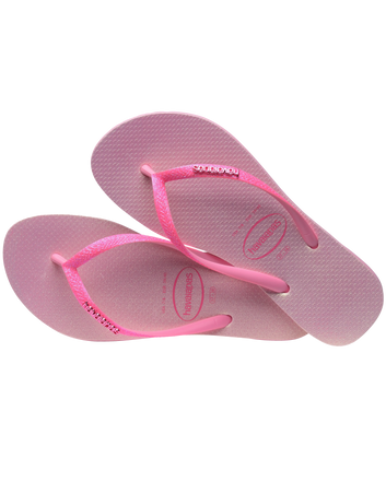 The Havaianas Womens Slim Glitter Iridescent Flip Flops in Pink Lemonade