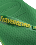 The Havaianas Mens Brasil Logo Neon Flip Flops in Patria Green & Yellow Citrico