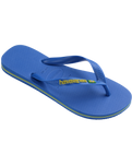 The Havaianas Mens Brasil Logo Neon Flip Flops in Star Blue