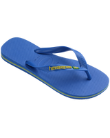 The Havaianas Mens Brasil Logo Neon Flip Flops in Star Blue