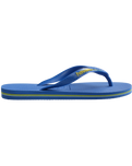 The Havaianas Mens Brasil Logo Neon Flip Flops in Star Blue