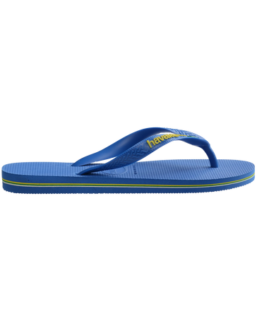 The Havaianas Mens Brasil Logo Neon Flip Flops in Star Blue