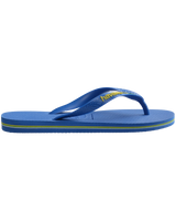 The Havaianas Mens Brasil Logo Neon Flip Flops in Star Blue