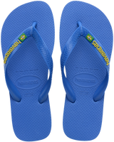 The Havaianas Mens Brasil Logo Neon Flip Flops in Star Blue