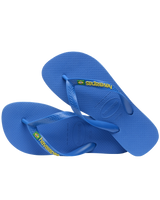 The Havaianas Mens Brasil Logo Neon Flip Flops in Star Blue