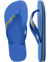 The Havaianas Mens Brasil Logo Neon Flip Flops in Star Blue