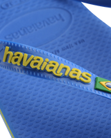 The Havaianas Mens Brasil Logo Neon Flip Flops in Star Blue