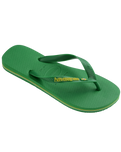 The Havaianas Boys Boys Brasil Logo Neon Flip Flops in Patria Green & Yellow Citrico