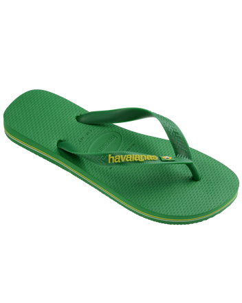 The Havaianas Boys Boys Brasil Logo Neon Flip Flops in Patria Green & Yellow Citrico