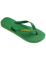 The Havaianas Boys Boys Brasil Logo Neon Flip Flops in Patria Green & Yellow Citrico