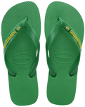 The Havaianas Boys Boys Brasil Logo Neon Flip Flops in Patria Green & Yellow Citrico