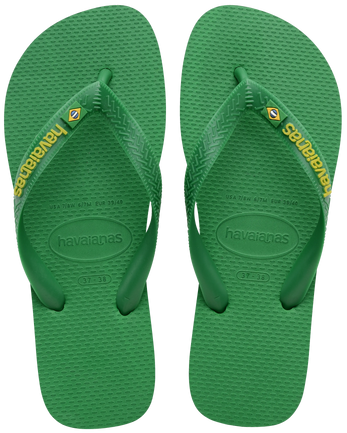 The Havaianas Boys Boys Brasil Logo Neon Flip Flops in Patria Green & Yellow Citrico