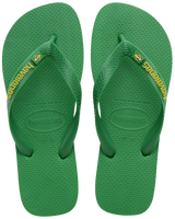 The Havaianas Boys Boys Brasil Logo Neon Flip Flops in Patria Green & Yellow Citrico