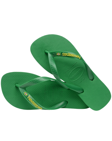 The Havaianas Boys Boys Brasil Logo Neon Flip Flops in Patria Green & Yellow Citrico