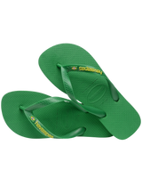 The Havaianas Boys Boys Brasil Logo Neon Flip Flops in Patria Green & Yellow Citrico