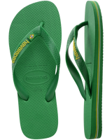 The Havaianas Boys Boys Brasil Logo Neon Flip Flops in Patria Green & Yellow Citrico