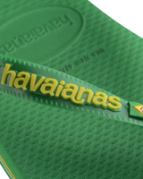 The Havaianas Boys Boys Brasil Logo Neon Flip Flops in Patria Green & Yellow Citrico