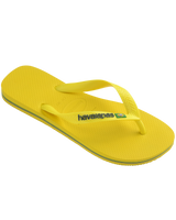 The Havaianas Boys Boys Brasil Logo Neon Flip Flops in Citrus Yellow