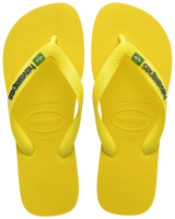 The Havaianas Boys Boys Brasil Logo Neon Flip Flops in Citrus Yellow