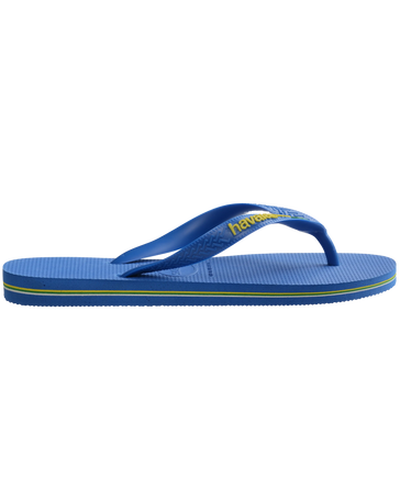 The Havaianas Boys Boys Brasil Logo Neon Flip Flops in Star Blue