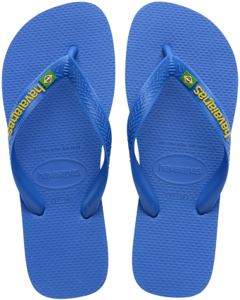 The Havaianas Boys Boys Brasil Logo Neon Flip Flops in Star Blue