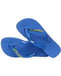 The Havaianas Boys Boys Brasil Logo Neon Flip Flops in Star Blue