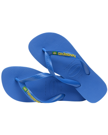 The Havaianas Boys Boys Brasil Logo Neon Flip Flops in Star Blue