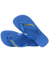 The Havaianas Boys Boys Brasil Logo Neon Flip Flops in Star Blue