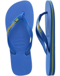 The Havaianas Boys Boys Brasil Logo Neon Flip Flops in Star Blue