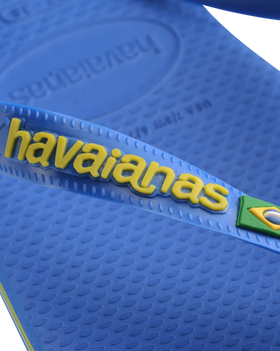 The Havaianas Boys Boys Brasil Logo Neon Flip Flops in Star Blue