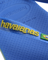 The Havaianas Boys Boys Brasil Logo Neon Flip Flops in Star Blue