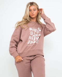 The Born by the Sea Womens Shells Sweatshirt in Hazy Pink