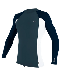 The O'Neill Premium Skins Long Sleeve Rash Vest in Cadet Blue, White & Abyss