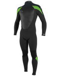 The O'Neill Mens Epic 3/2mm Back Zip Wetsuit in Black, Gunmetal & DayGlo