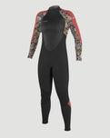 Girls Epic 5/4mm Back Zip Wetsuit in Black, Twiggy & Tea Rose