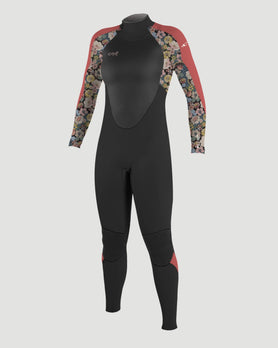 Girls Epic 5/4mm Back Zip Wetsuit (2022) in Black, Twiggy & Tea Rose