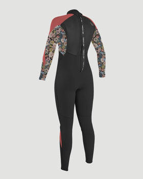 Girls Epic 5/4mm Back Zip Wetsuit (2022) in Black, Twiggy & Tea Rose