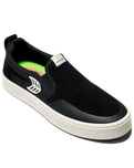 The Cariuma Mens Slip On Skate Pro Shoes in Black Suede & Ivory Logo