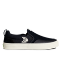 The Cariuma Mens Slip On Skate Pro Shoes in Black Suede & Ivory Logo