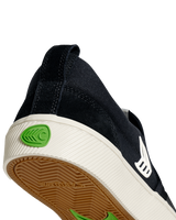 The Cariuma Mens Slip On Skate Pro Shoes in Black Suede & Ivory Logo