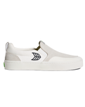 The Cariuma Mens Slip On Skate Pro Shoes in Off White & Black Logo