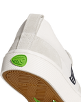 The Cariuma Mens Slip On Skate Pro Shoes in Off White & Black Logo