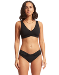 The Seafolly Womens Collective Twist Band Hipster Bikini Bottoms in Black