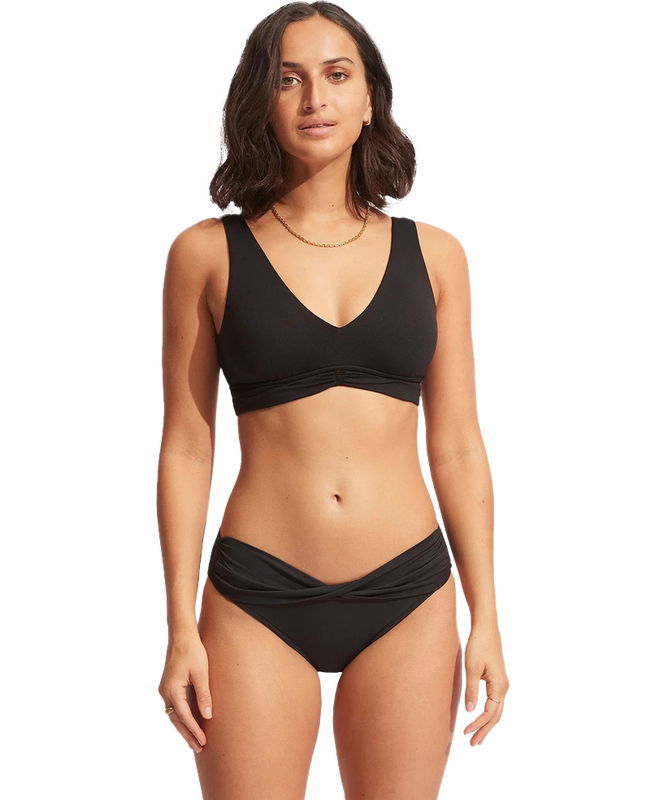 The Seafolly Womens Collective Twist Band Hipster Bikini Bottoms in Black