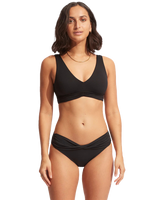 The Seafolly Womens Collective Twist Band Hipster Bikini Bottoms in Black